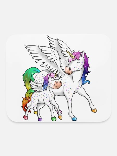 Rainbow unicorn Pegasus cute mythical creature - Mouse pad Horizontal - white - Front