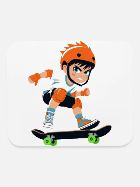 Bold Skate Kid Orange Helmet - Mouse pad Horizontal - white - Front