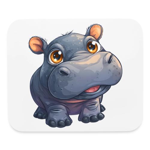 Cute Cartoon Baby Hippo with Big Innocent Eyes - Mouse pad Horizontal