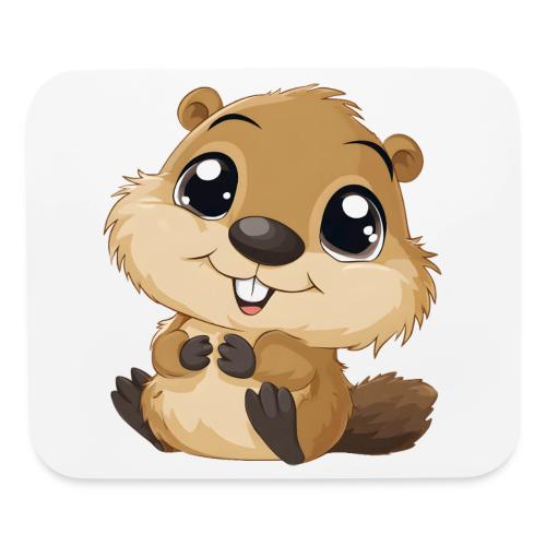 Adorable Cartoon Baby Beaver with Big Eyes - Mouse pad Horizontal