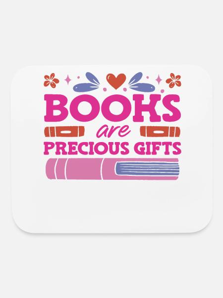 Books Are Precious Bookworm Reader World Book Day - Mouse pad Horizontal - white - Front