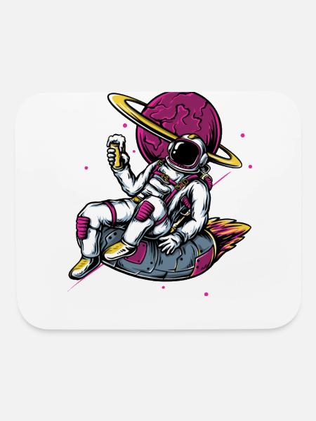 Cosmic Cheers: An Astronaut's Sip in Space - Mouse pad Horizontal - white - Front