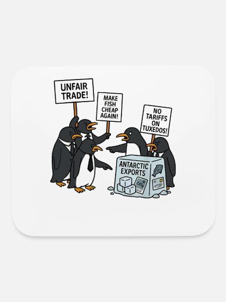 Penguins Against Tariffs Funny Penguins Anti Tarif - Mouse pad Horizontal - white - Front