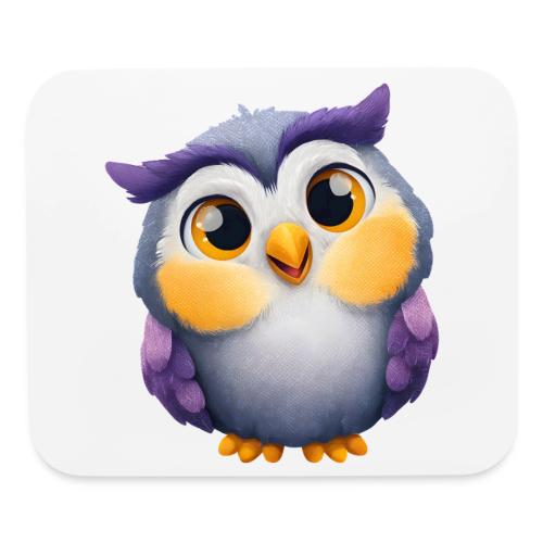 Colorful Cartoon Baby Owl with Big Sparkling Eyes - Mouse pad Horizontal