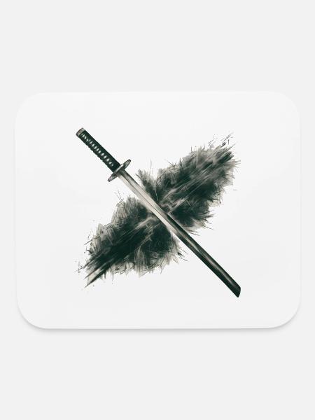 Charcoal Drawing Of Katana - Mouse pad Horizontal - white - Front