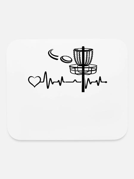 Disc Golf Heartbeat Heart Disc Golfer Disc Golfing - Mouse pad Horizontal - white - Front