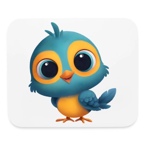 Joyful Cartoon Bird Standing in Yellow and Blue - Mouse pad Horizontal