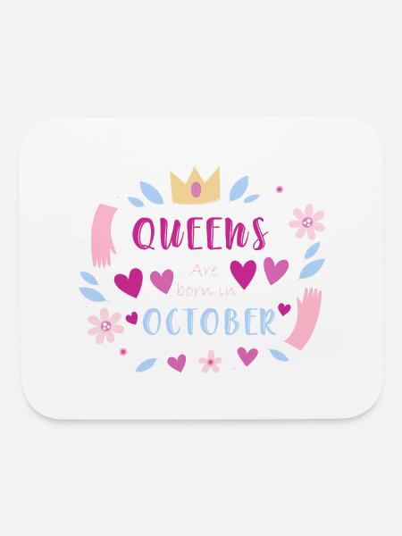 Queen are born in October - Mouse pad Horizontal - white - Front
