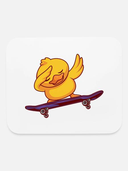 Duck On A Skateboard - Mouse pad Horizontal - white - Front