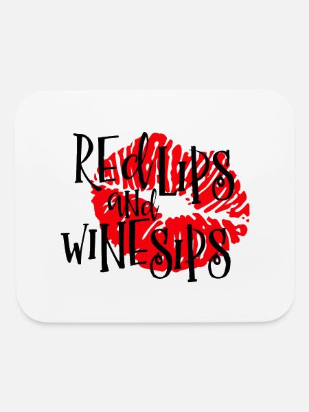 Red Lips And Wine Sips - Mouse pad Horizontal - white - Front