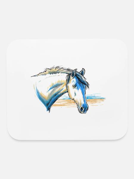 Camargue horse portrait - Mouse pad Horizontal - white