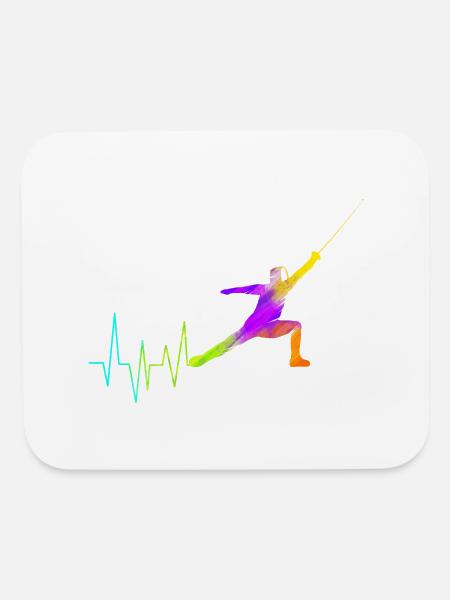 Colorful Heartbeat Fencer Attacking The Fencing - Mouse pad Horizontal - white - Front