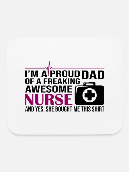 Proud A Dad Awesome Nurse - Mouse pad Horizontal - white - Front