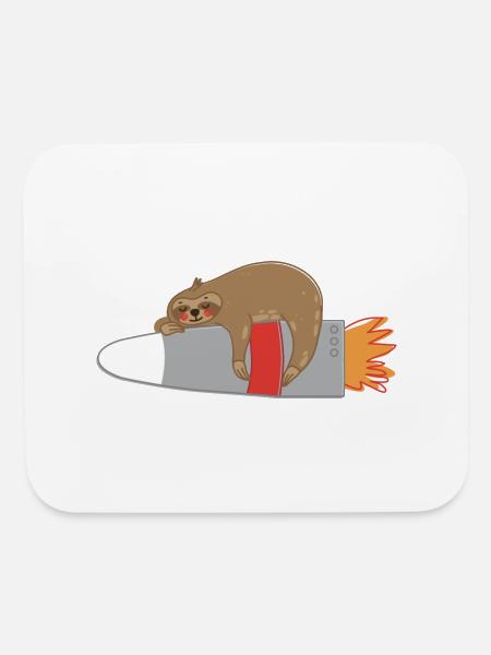Un paresseux dormant sur une fusée - Tapis de souris - blanc - Devant