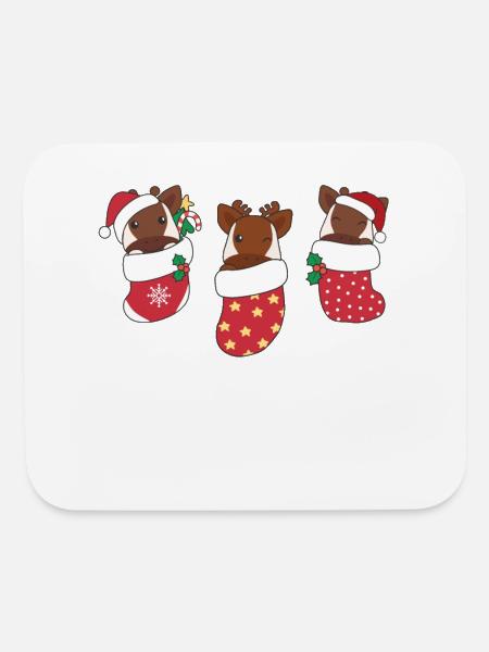 Cute Okapis In Christmas Stockings For Christmas - Mouse pad Horizontal - white - Front