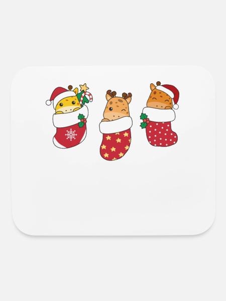 Cute Giraffes In Christmas Sock For Christmas - Mouse pad Horizontal - white - Front