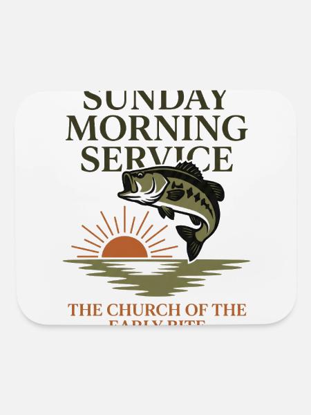 Sunday Morning Service Fish Art - Mouse pad Horizontal - white - Front
