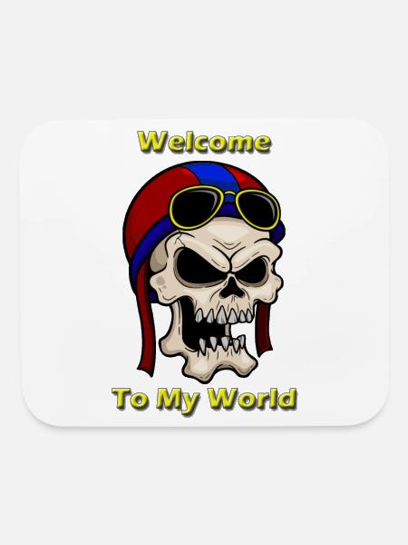 Welcome to My World Skull Fighter Pilot - Mouse pad Horizontal - white - Front
