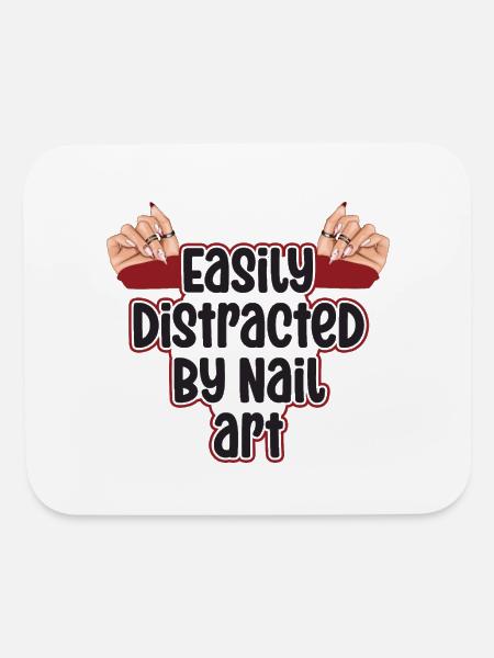 Easily Distracted By Nail Art Nail Tech - Mouse pad Horizontal - white - Front