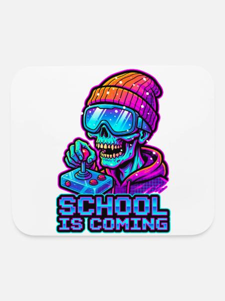 School Is Coming Neon Zombie Gamer Winter Beanie - Mouse pad Horizontal - white - Front