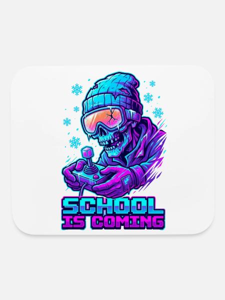 School Is Coming Neon Zombie Gamer Winter Beanie - Mouse pad Horizontal - white - Front