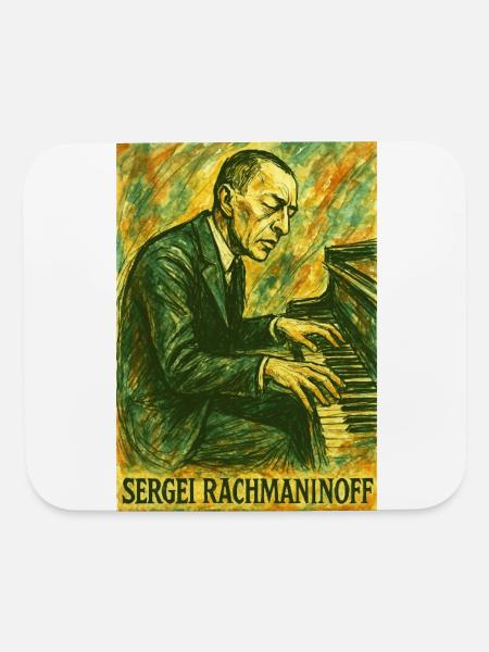 Rachmaninoff at the Piano - Mouse pad Horizontal - white - Front