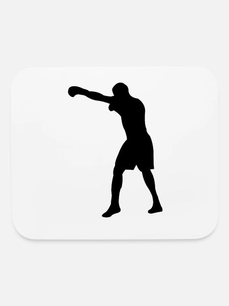 boxer silhouette - Mouse pad Horizontal - white - Front
