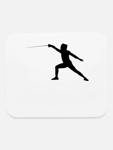 fencing silhouette - Mouse pad Horizontal - white - Front
