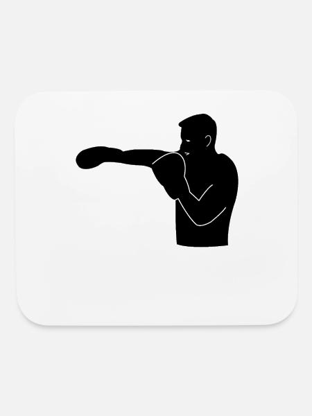 boxing silhouette - Mouse pad Horizontal - white - Front