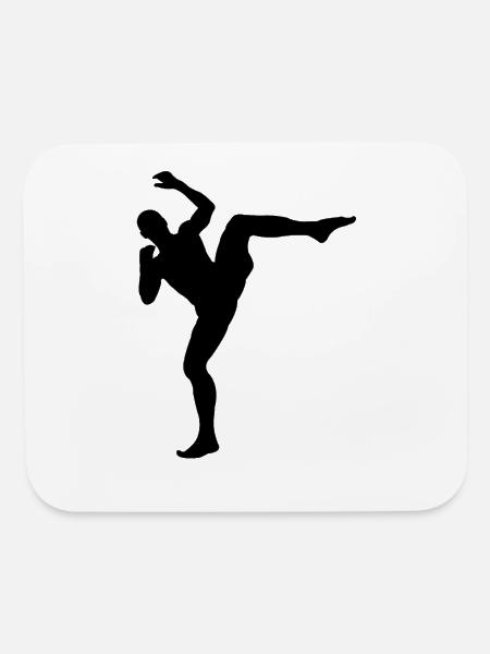 mma silhouette - Mouse pad Horizontal - white - Front