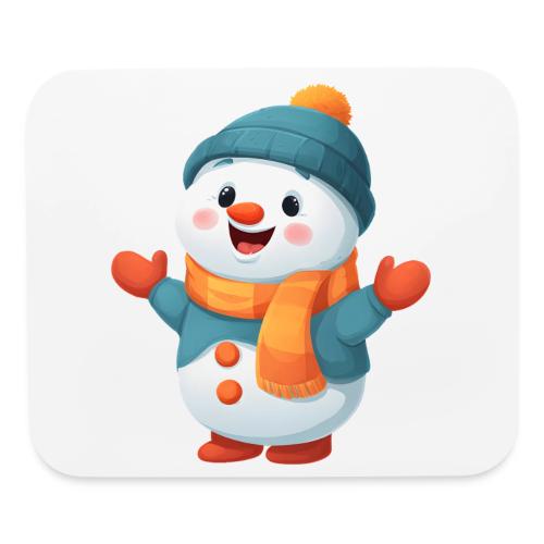 Joyful Cartoon Snowman with Winter Outfit - Mouse pad Horizontal
