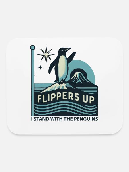 Funny Penguin Flippers Up I Stand With The Penguin - Mouse pad Horizontal - white - Front