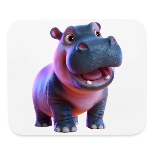 Smiling Cartoon Baby Hippo Standing - Mouse pad Horizontal