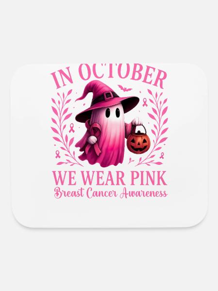 Pink October Ghost for Breast Cancer Awareness - Mouse pad Horizontal - white - Front