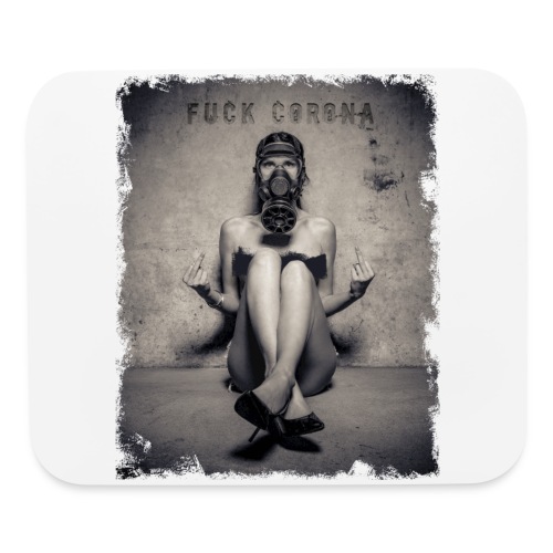 nude girl with gas mask - DOUBLE FUCK CORONA - Mouse pad Horizontal