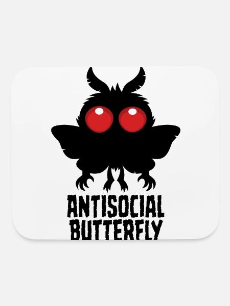 Antisocial Butterfly Mothman Cryptid - Mouse pad Horizontal - white - Front