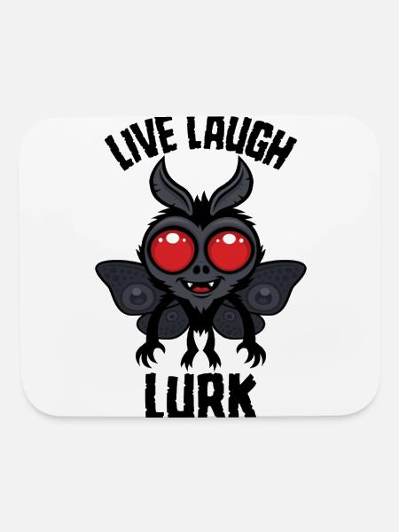 Live Laugh Lurk Kawaii Mothman Cryptid - Mouse pad Horizontal - white - Front