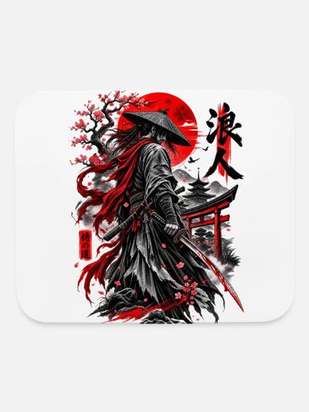 Ronin Under Red Sun - Mouse pad Horizontal - white - Front