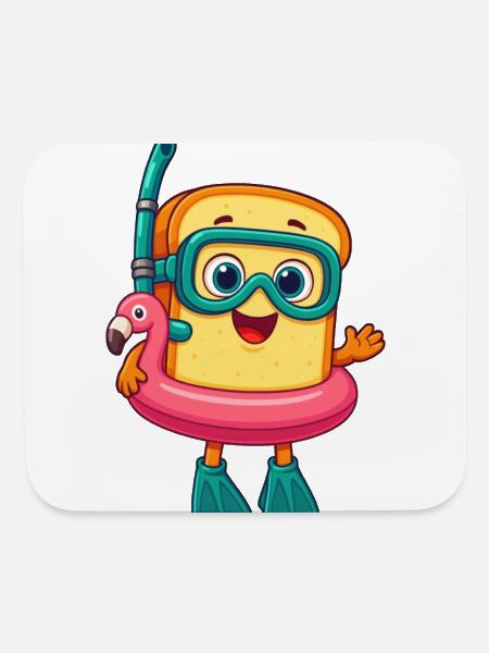 Bread Tony – Flamingo Snorkel Buddy - Mouse pad Horizontal - white - Front