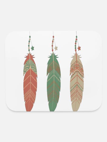 Boho Feather Trio Print - Mouse pad Horizontal - white - Front