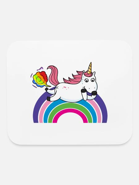 Farting Unicorn Rainbow - Mouse pad Horizontal - white - Front