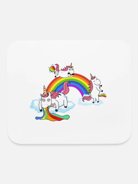 Unicorn Peeing Farting Puking - Mouse pad Horizontal - white - Front