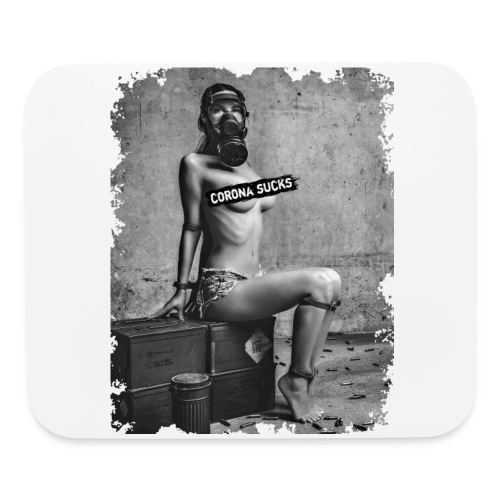 captivated nude girl with gas mask - CORONA SUCKS - Mouse pad Horizontal