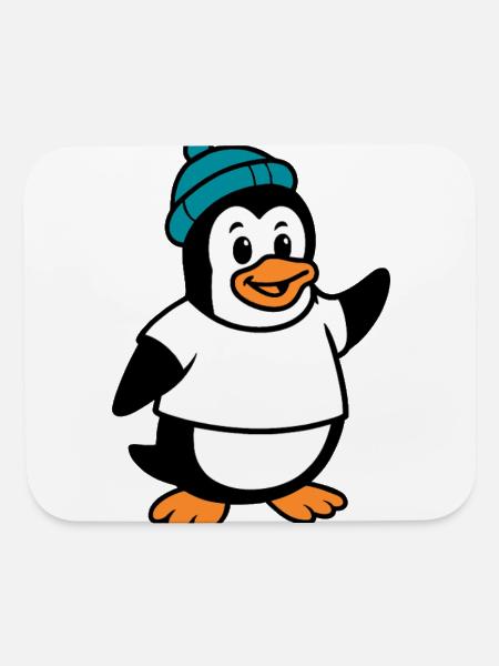 Penguin in Beanie & Tee - Mouse pad Horizontal - white - Front