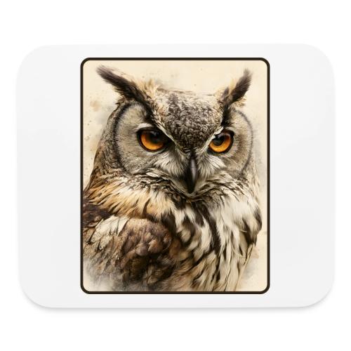 Great Horned Owl Watercolor Design - Mouse pad Horizontal