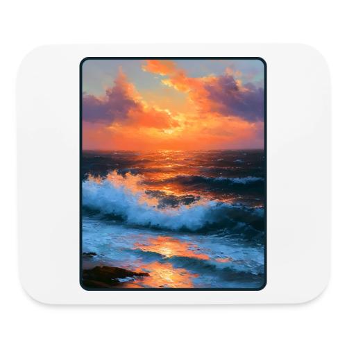 Sunset Storm Waves Oil Painting - Mouse pad Horizontal