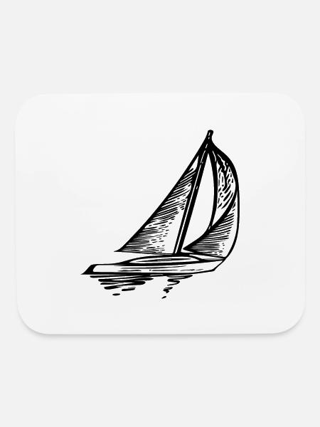 Sleek Sailing Boat With Sails - Mouse pad Horizontal - white - Front