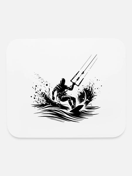 Wind Surfing In The Sky - Kite Wave Rider Surfing - Mouse pad Horizontal - white - Front