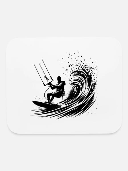 Kite Surfing Sport With Board - Surfing In The Sky - Mouse pad Horizontal - white - Front