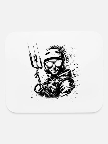 Cool Kite Surfer Man Wind Surfing In The Sky - Mouse pad Horizontal - white - Front